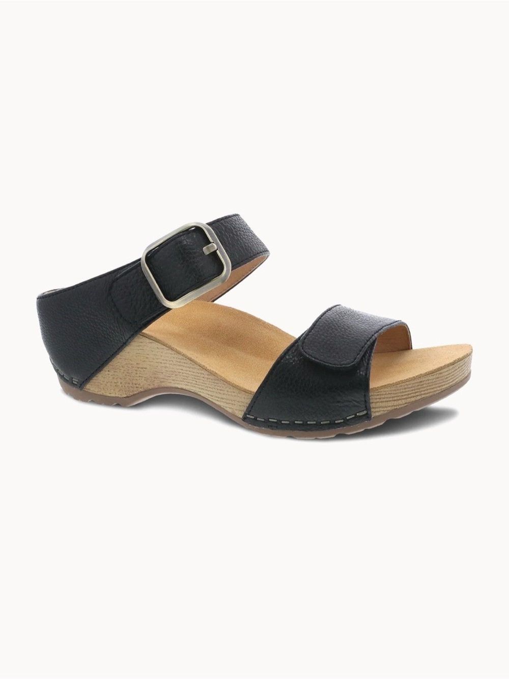 Dansko Tanya Black Burnished Leather Wedge Sandals EU 37 US 6.5-7 NWOB